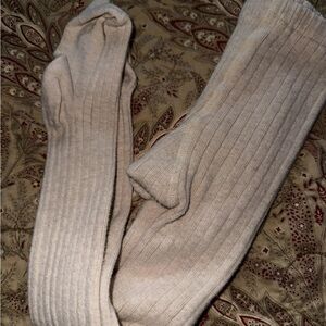 Zara Cream Casual Ribbed Tights. Size 4/5